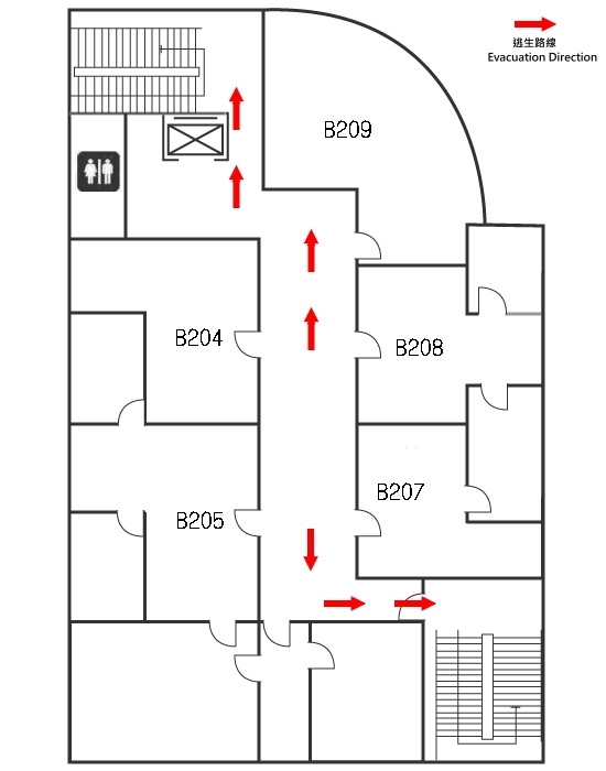【Information Center】 2nd Floor Plan and Evacuation Route
